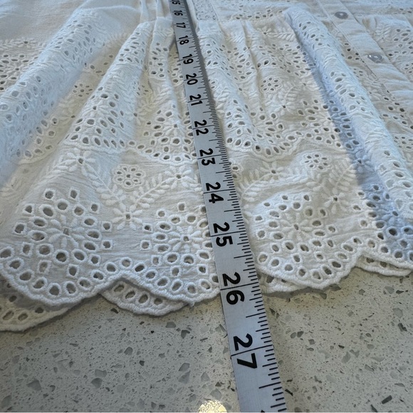 Sundance Art of Eyelet 100% Cotton Top XL Boho Prairie Coastal Lace Peplum NWOT - Picture 10 of 13